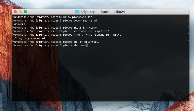 تعريف امر جديد لل terminal يعطي لباقي الاوامر معني جميل